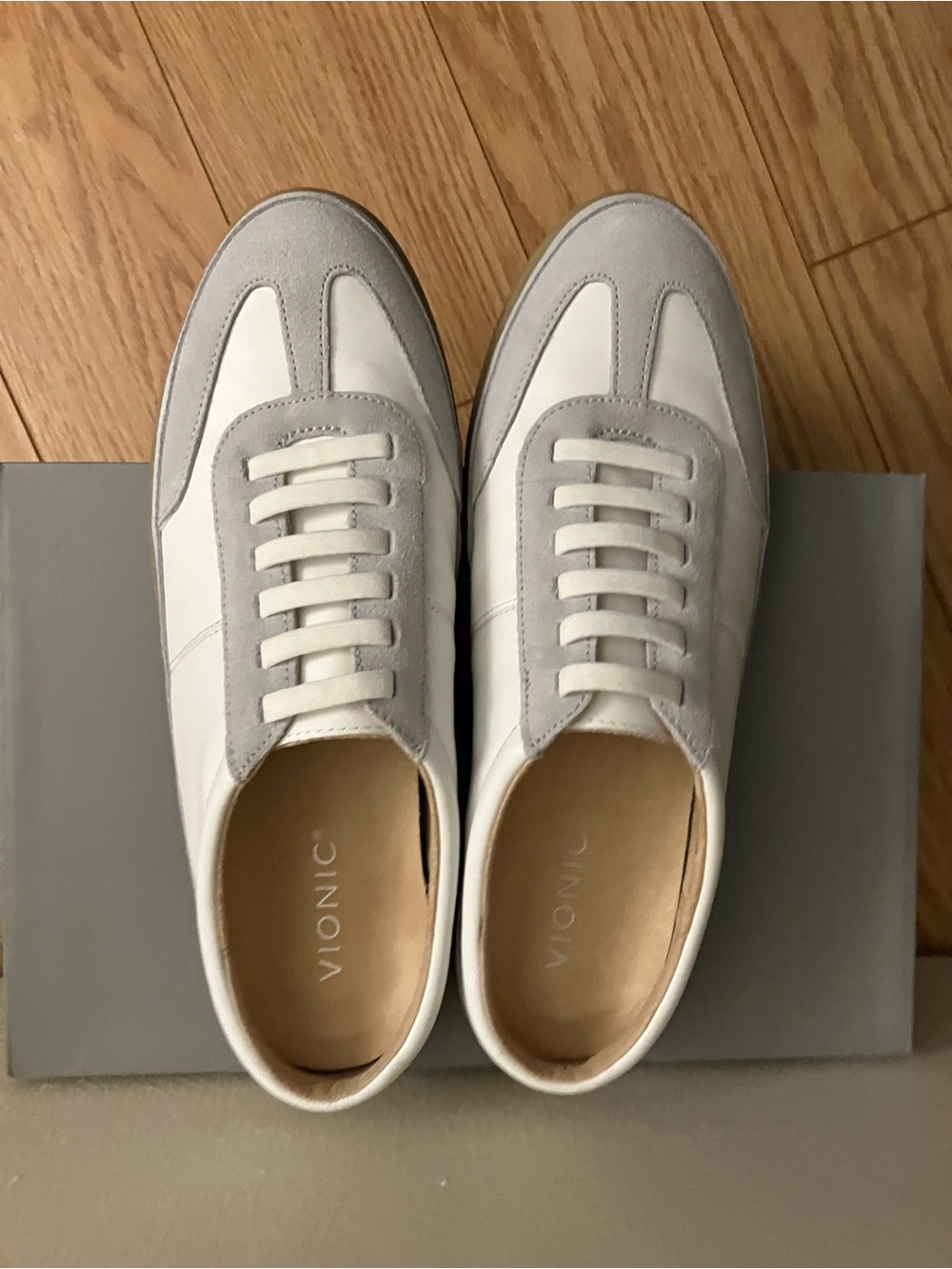 Vionic White and Light Gray Women's Leather Sneakers - Picture 3 of 6